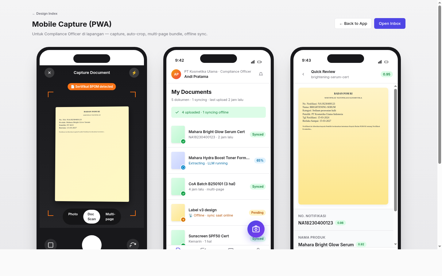 Mobile capture (PWA)