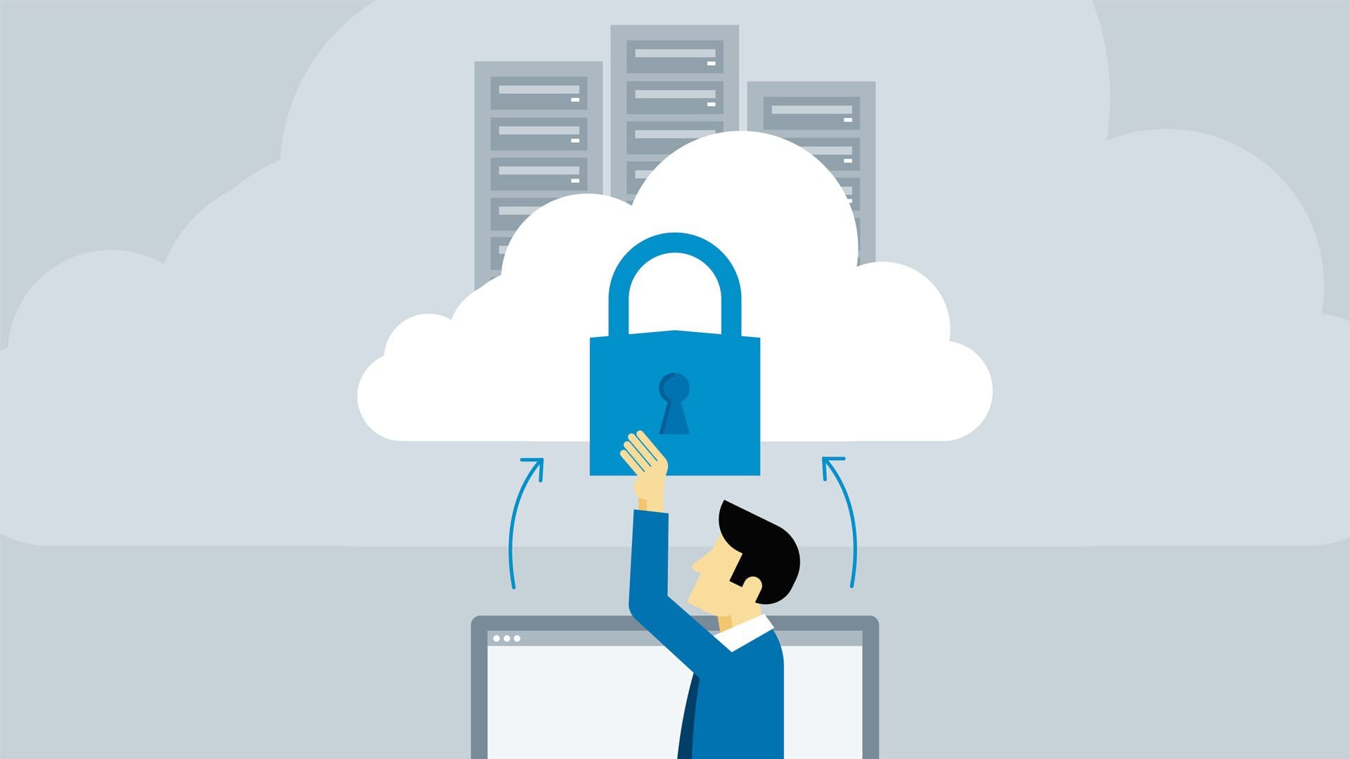 Ilustrasi private cloud yang menunjukkan infrastruktur cloud didedikasikan untuk satu organisasi dan berjalan di hardware-nya sendiri.