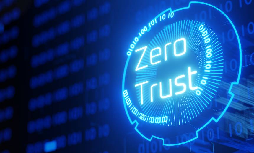 Zero Trust security illustration showing every access request being verified rather than trusted by network location.