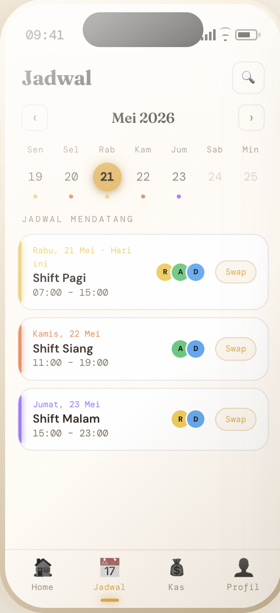 Jadwal: kalender shift